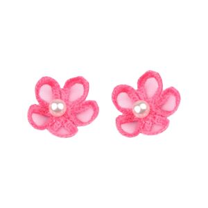 Set 10 flori textile pentru cusut sau lipit pe haine, diametru 25 mm, Roz 114366723 - Produse Mercerie