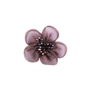 Floare din organza cu margele pentru cusut sau lipit pe haine, diametru 4.5 cm, Bordo 114366726 - Produse Mercerie