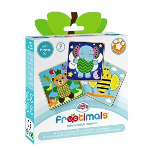 Set 3 mini puzzle din lemn natural, Frootimals 114366852 - Puzzle
