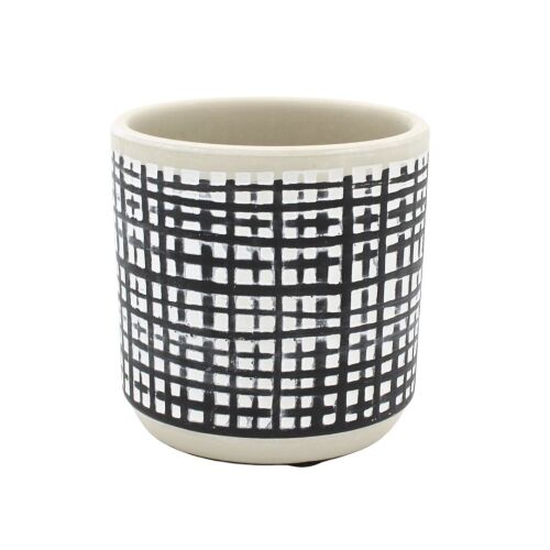 Doniczka ceramiczna 9x9 cm model prostopadłe linie 114366885