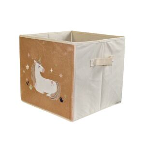Krémový úložný box jednorožec 30×30 cm 114366929 - Úložné boxy a vrecia na hračky