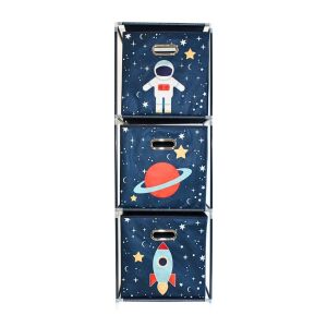 Модулен гардероб 3 рафта и 3 кутии за съхранение Пространство 114366946 - Рафт за съхранение на играчки и органайзер