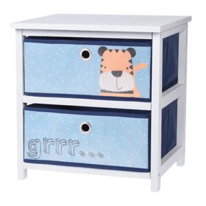 Koopman Tiger Garderoba dla Dzieci z 2 Szufladami, Niebieska - Półka i organizer do przechowywania zabawek