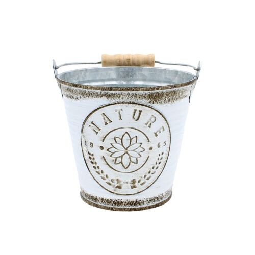 Fehér vödör virágcserép 10,5cm