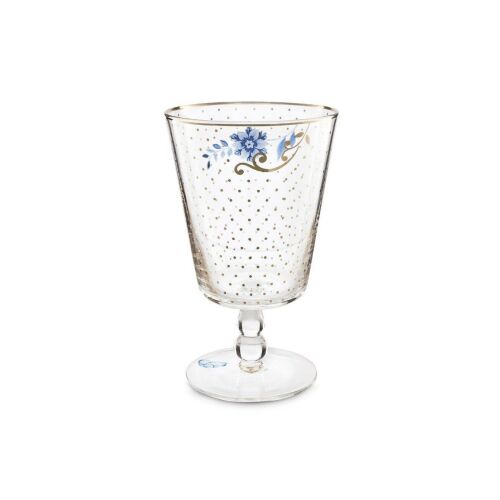 Royal Golden Dots vizespohár 360ml, elegáns ivópohár arany pöttyökkel és virágmintával