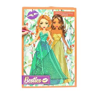 Notatnik Besties, Diamond Painting, model 2 księżniczek, pomarańczowy