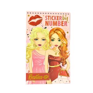 Книжка за оцветяване със стикери, по номера, червена, Besties