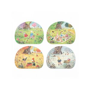 Puzzle Moulin Roty 4 Anotimpuri, 4 mini puzzle, 12 piese fiecare, de la 3 ani - Puzzle