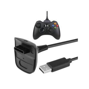 Nabíjací kábel USB pre ovládač Xbox 360, čierny, s ovládačom a káblom - Nabíjacie stanice konzola