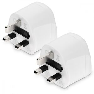 kwmobile Set 2 Adaptoare de călătorie din UK în tip G, Adaptor universal din plastic alb pentru Dubai - Conectori și mufe
