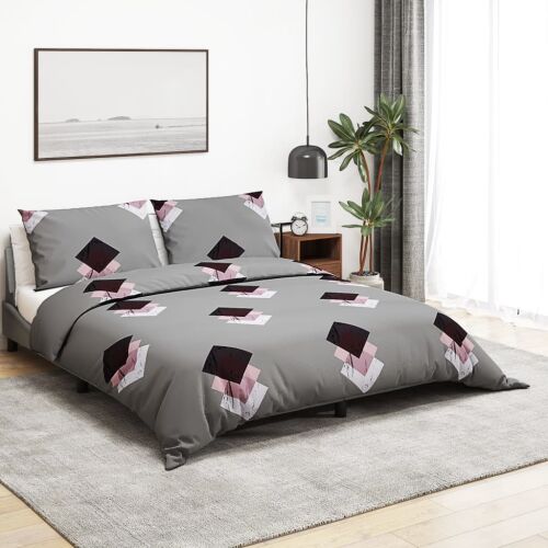 vidaXL szürke pamut ágyneműhuzat-garnitúra geometrikus mintával, 155 x 220 cm - Ágynemű - ifjúsági és felnőtt
