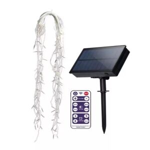 Napelemes függöny fényfüzér távirányítóval, 320 LED, meleg fehér, piros és többszínű - Nonbrand Fényfüzér