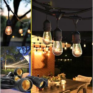 Napelemes világító fényfüzér, 20m hosszú, 20 izzóval, E27, IP65, meleg fénnyel