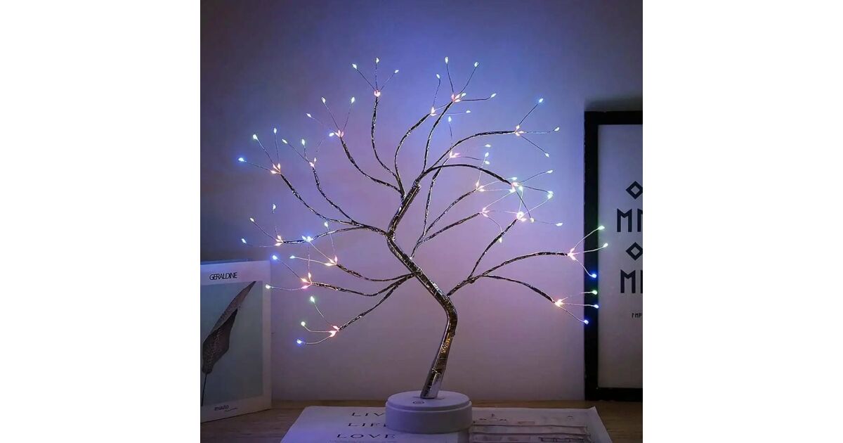 Decoratiune Luminoasa LED tip Veioza, Copacel cu 108 LED-uri, 50cm Inaltime, Lumina Alba Calda/Multicolora, Multicolor 114375608