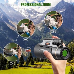 Monocular Linomag 12x50 cu adaptor pentru smartphone și trepied, prezentând capacități de zoom de înaltă definiție pentru observarea păsărilor, observarea faunei sălbatice și aventuri în aer liber. - Telescop