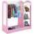 Ružový stojan na oblečenie pre deti GINGER HOME so zrkadlom, policami a vešiakom na oblečenie, topánky a hračky