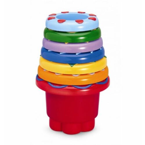 Tolo Szivárványos egymásba rakható poharak, közeli nézet