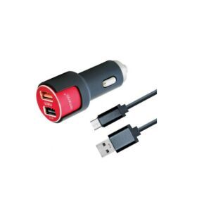 Ładowarka samochodowa Lemontti, Dual USB, 3.1A, Qualcomm 3.0, kabel typu C w zestawie, czarna 114377993 - Ładowarka samochodowa