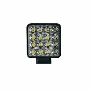 Lampă de lucru pătrată cu 16 LED-uri, 12/24V, impermeabilă, carcasă metalică, neagră - Lămpi de lucru