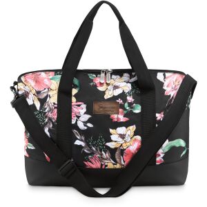 Utazótáska, repülőgéphez, fekete virágokkal, női 40x30x16 cm, ZG821 114381821 - Utazótáska