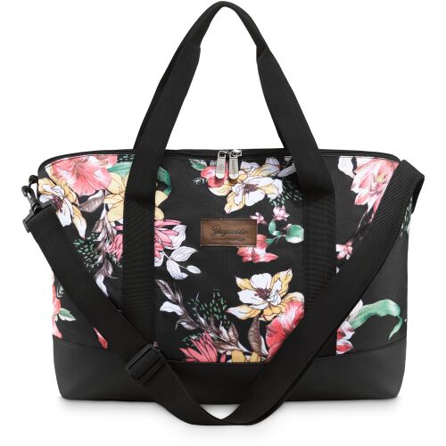 Utazótáska, repülőgéphez, fekete virágokkal, női 40x30x16 cm, ZG821 114381821