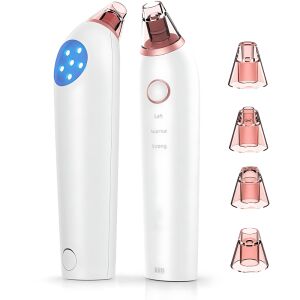 Aparat cu Vacuum pentru Puncte Negre si de Grasime, Curatare Faciala, 3 Viteze, 4 Capete, Lumina LED, Ingrijirea Tenului, Incarcare USB, Instrument Metalic Inclus, Alb/Roz 114382507 - Aparate si accesorii pentru infrumusetare