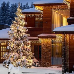 Karácsonyi beépítési torták vakuval MRG M946, 12M, összenyitható, 8 lámpakészlet, függöny, külső - belső, meleg fehér 114382821 - Nonbrand Fényfüzér