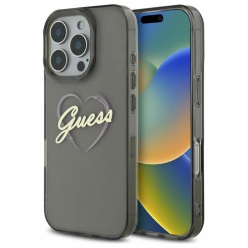 Guess IML szívtok iPhone 16 Pro Max készülékhez, fekete, két telefontok fehér alapon - Telefontok