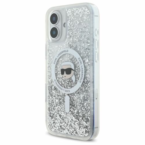 Karl Lagerfeld Liquid Glitter Karl Head Magsafe tok iPhone 16 Plus készülékhez - átlátszó - Karl Lagerfeld