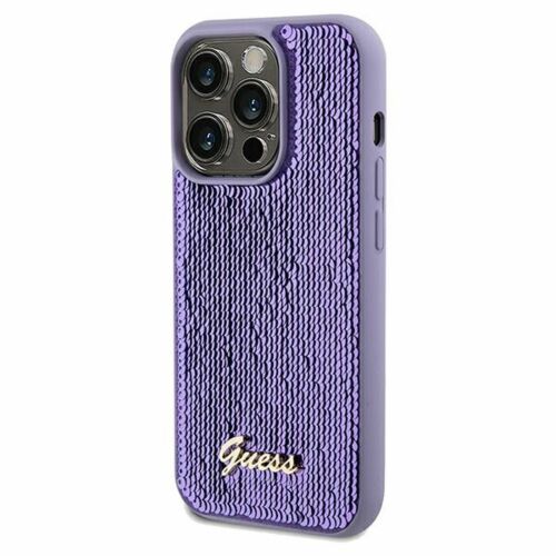 Guess Sequin Script Fém tok iPhone 14 Pro-hoz - lila - Guess
