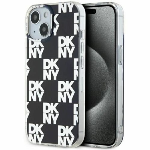 DKNY IML Checkered Mono Pattern tok iPhone 15 Plus / 14 Plus telefonhoz - fekete - DKNY