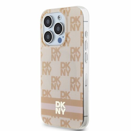 DKNY IML Checkered Mono Pattern MagSafe tok iPhone 15 Pro telefonhoz - rózsaszín - Telefon