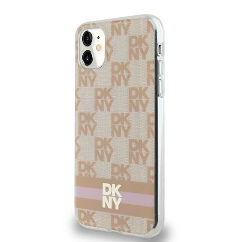 DKNY IML Checkered Mono Pattern Pattern & Printed Stripes MagSafe tok iPhone 11 / Xr telefonhoz - rózsaszín - DKNY
