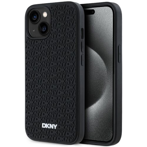 DKNY 3D gumi ismétlődő mintás tok iPhone 15/14/13-hoz, fekete - DKNY