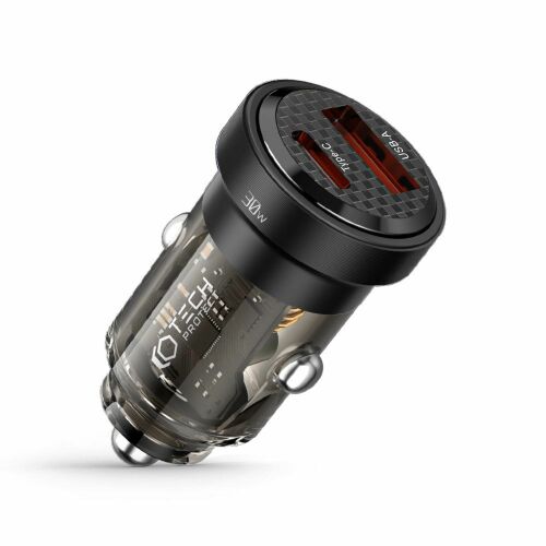 Tech-Protect CC30W autós töltő USB-C PD 30W / USB-A QC 3.0 - fekete 114402565