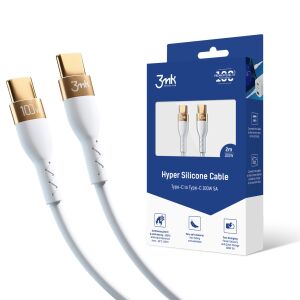 3mk Hyper Szilikon kábel USB-C / USB-C 100W 2m - fehér 114404719 - USB kábel