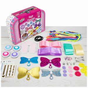 Galt Hair Design Case set with hair chalks, ribbons, bows, and accessories - Jewelry Making Kit