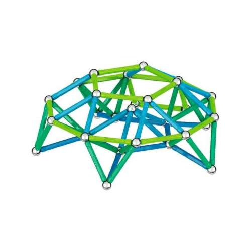 Jucărie de construcție magnetică Geomag Classic Green Line cu 142 de piese, prezentând un model construit cu setul