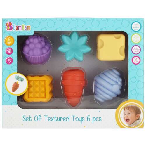 BamBam 6 darabos texturált fejlesztő labdakészlet csomagolásban