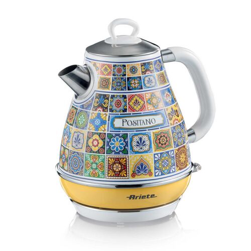 Ariete 2869/0P electric kettle, 1.7L capacity, multicolor, yellow, Positano design