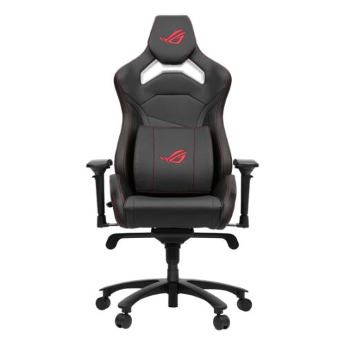 Herná stolička ASUS ROG Chariot X Core, čierna s červenými akcentmi, pohľad spredu