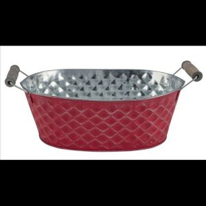 Gehlmann Cink virágedény piros-ezüst, 21x11,5x9,5cm 114495475 - Gehlmann