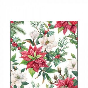 Ambiente Christmas florals papírszalvéta 25x25cm, 20db-os 137985585 - Ambiente