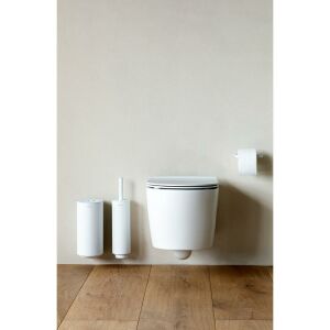 Brabantia MindSet 3db-os WC pipere csomag, sörtés fejű WC-kefe, WC-papír és tartalék WC-papír tartó, acél, szikrázó fehér ásványi textúra - 303920