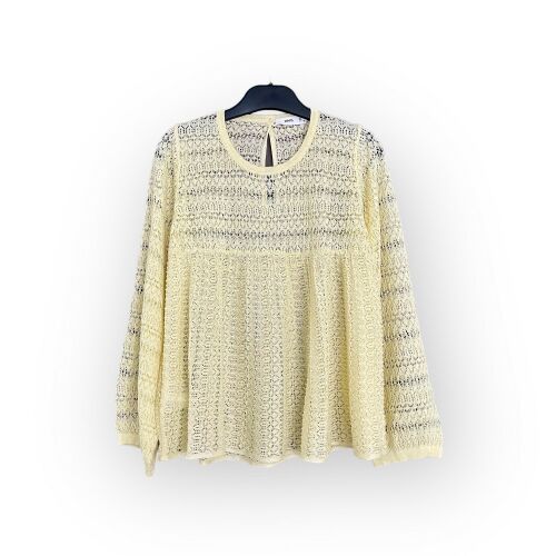 Mango női viszkóz blúz, M-es méret, hosszú ujjú, krémszínű, csipkemintás