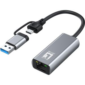 LevelOne Adapter USB-C + USB-A -> RJ45 10/100/1000/2500   gr 114510464 - USB-Konverter