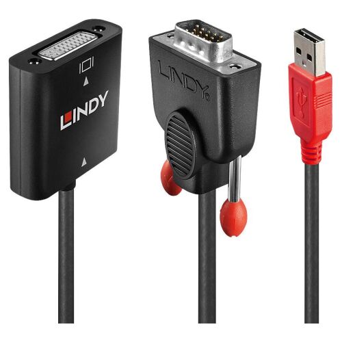 Lindy 38184 Video-Konverter-Kabel 0,2 M DVI-D VGA (D-Sub) + USB Schwarz, Orange (38184) 114510505