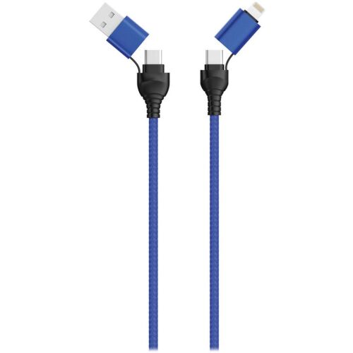 2GO USB-C/USB-A apa - USB-C/Lightning apa Adat és töltő kábel - Kék (1,2m) (797368)