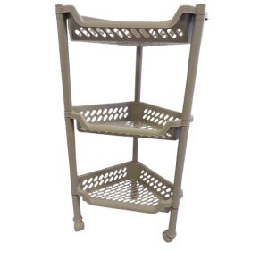 Fürdőszobai sarok tároló 3 polcos sötét bézs