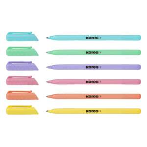 KORES golyóstoll, pasztell színek, 6 db-os csomag, kék tinta - Kores